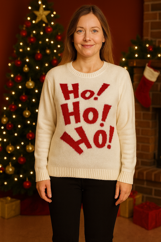 White “Ho! Ho! Ho!” Christmas Jumper